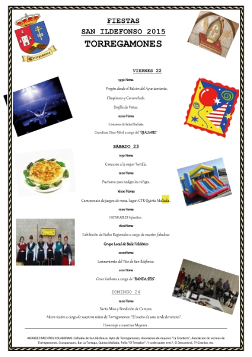 Cartel fiestas de San Ildefonso en Torregamones 2015