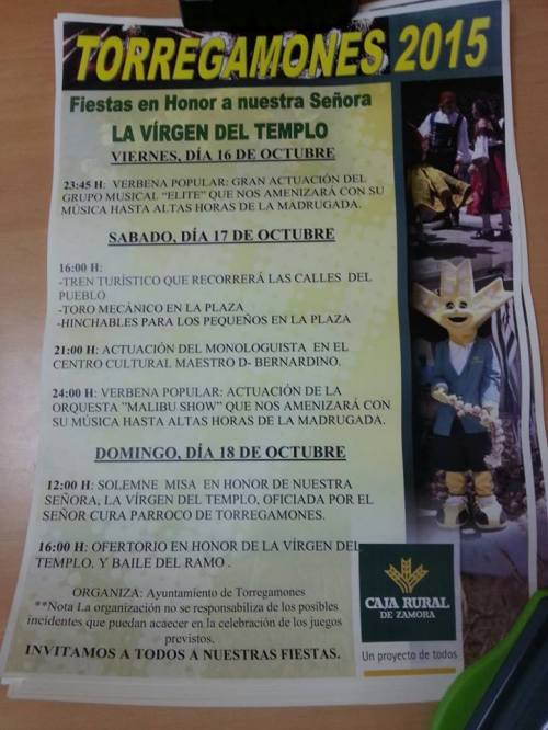 Programa Fiestas Torregamones / Fuente Facebook Bar la Tortuga