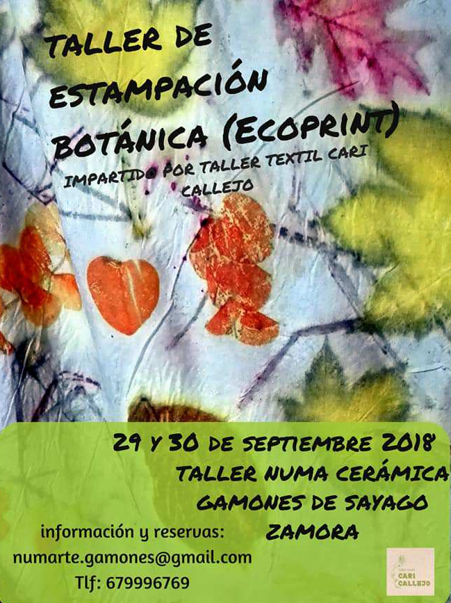 Taller de estampación botánica ecoprint impartida por el taller textil de cari callejo