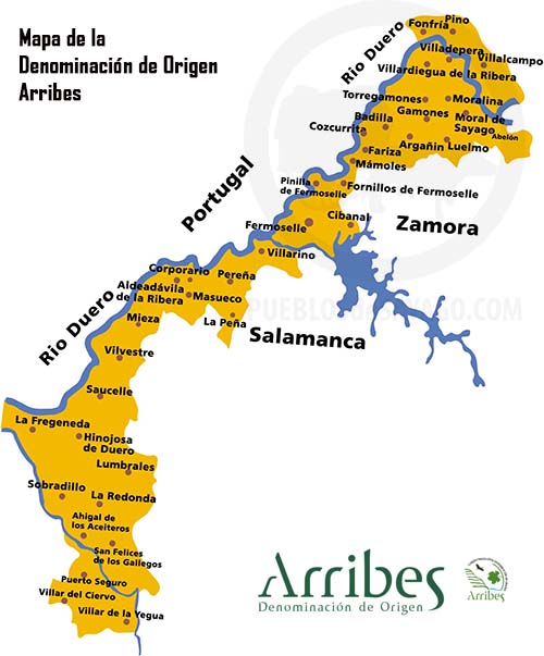 mapa de la denominación de origen arribes