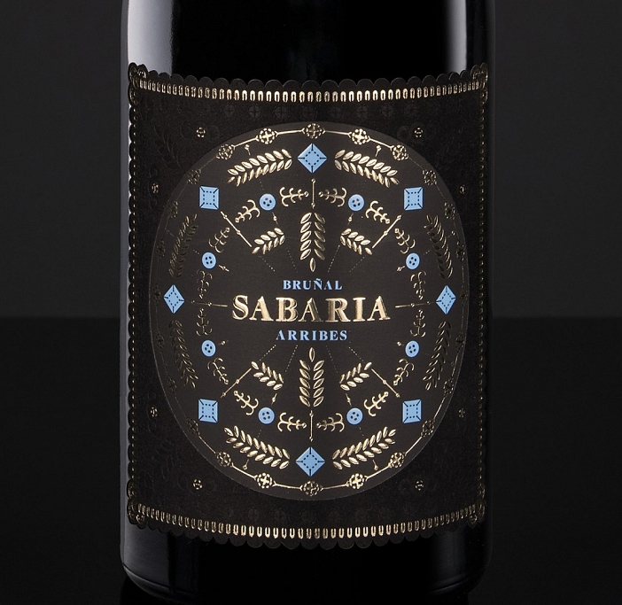 Etiqueta de Vino Sabaria, bruñal de Arribes de bodegas Pardal y Punto