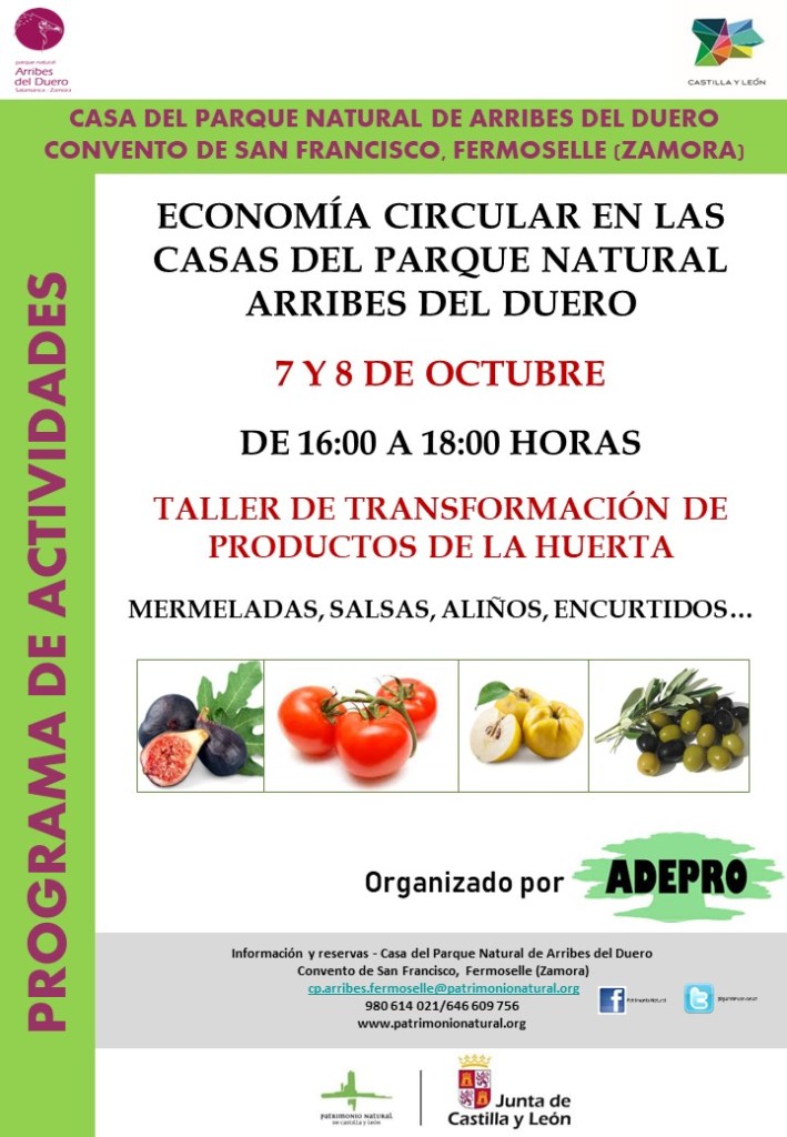 taller de transformación de productos de la huerta en la casa del parque natural arribes del duero