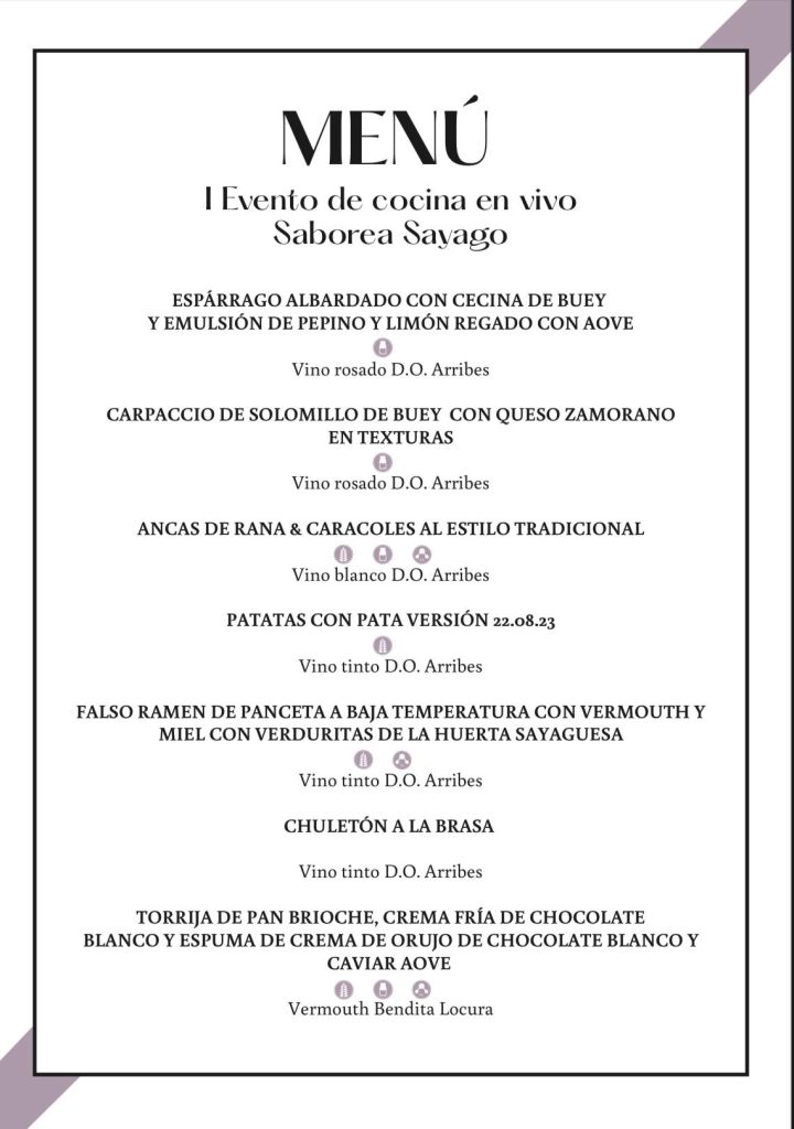 menú evento saborea sayago
