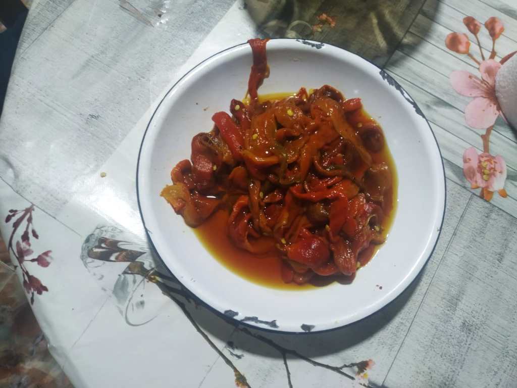 plato de pimientos asado