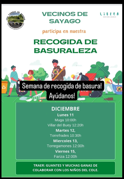recogida de basuraleza en el CRA Tierras de Sayago