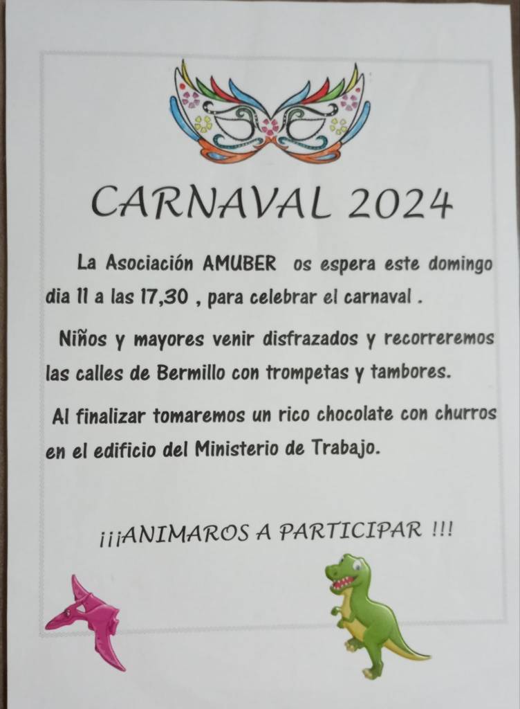 cartel carnaval 2024 en Bermillo de Sayago
