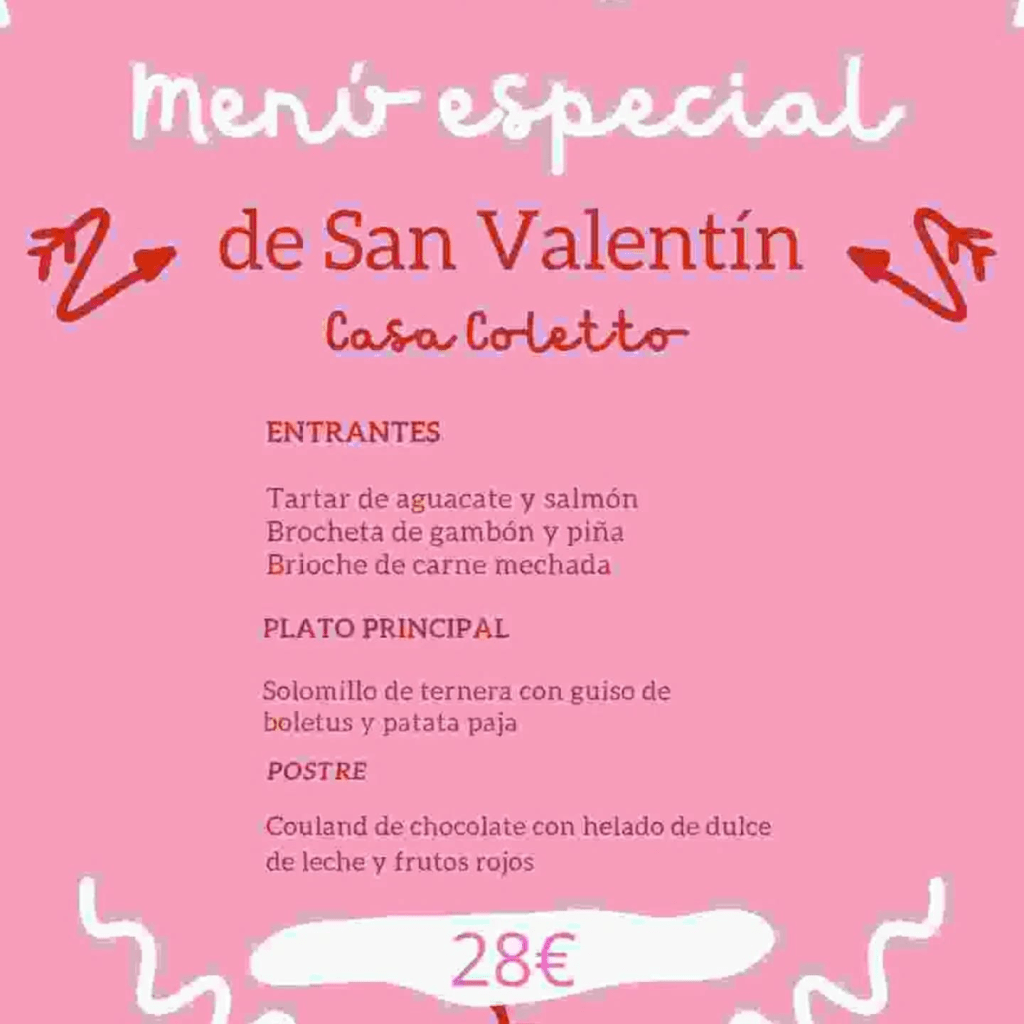 menú san valentín en casa coletto de bermillo de sayago