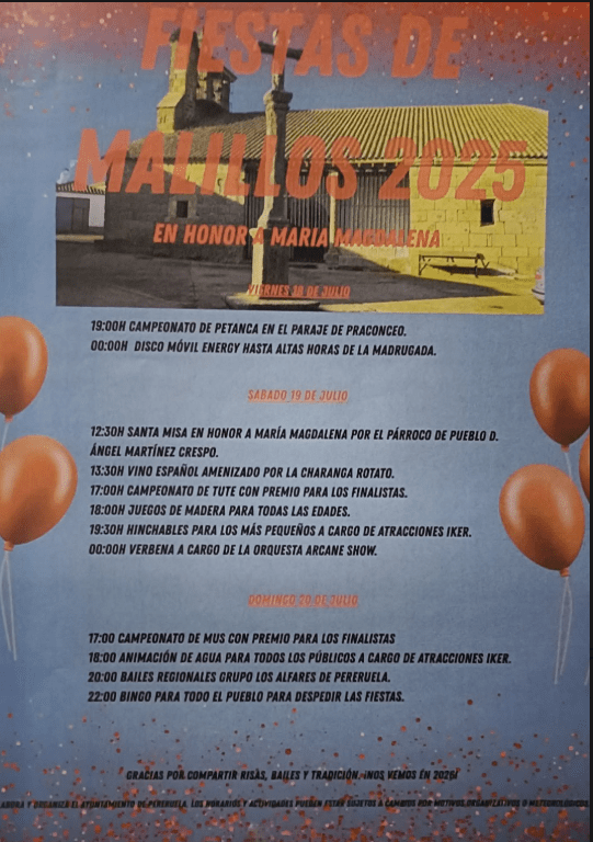 Cartel de las Fiestas de Malillos 2025