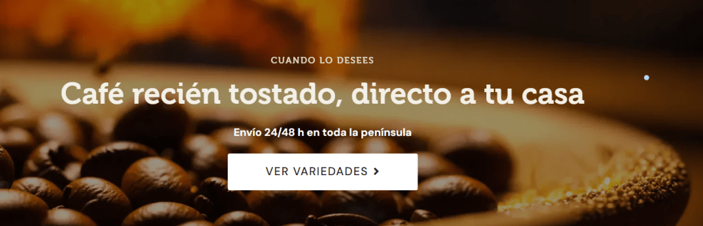 café artesano de alfaraz, detalle de su página web
