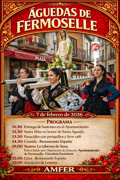 Cartel de la Festividad de Águedas en Fermoselle (Zamora)