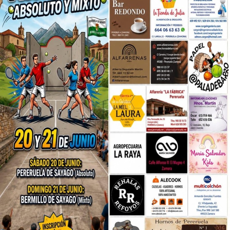 Pereruela y Bermillo acogerán un torneo de frontenis absoluto y mixto los días 20 y 21 de junio
